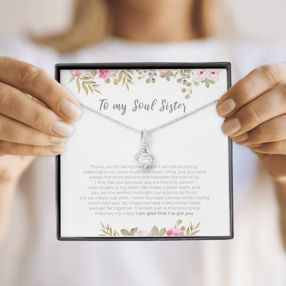 Personalized To my Soul Sister Necklace for Her Valentines Birthday Gift Alluring Beauty Necklace for Women with Message  Card