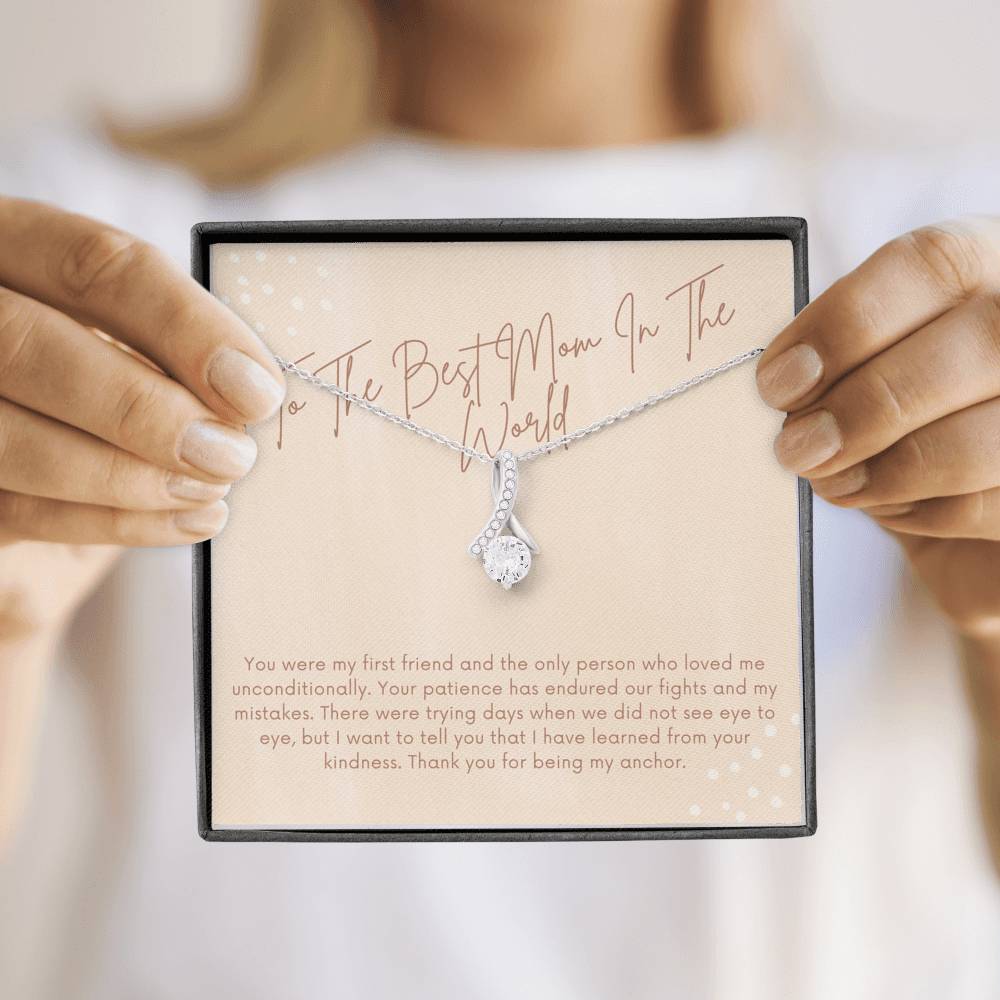 Gift For Mom From Son, Birthday Gift for Best Mom, Christmas Gift Necklace, Card for Mom from Son