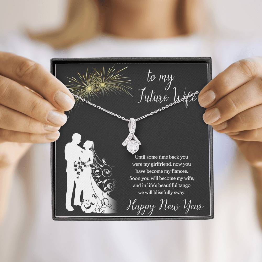 To My Future Wife Necklace for Women Personalized Birthday Anniversary Valentines Engagement Gift Necklace with Message Card from Husband Silver Jewelry for Women