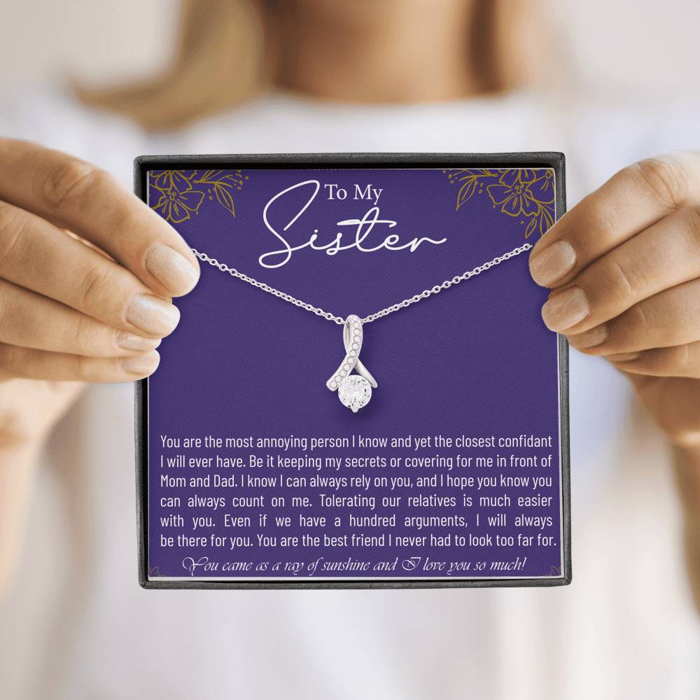 Personalized Gift Sister Necklace for Her Valentines Birthday  Gift Alluring Beauty Necklace for Women with Message  Card