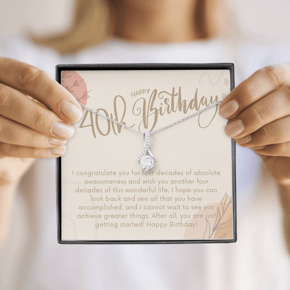 40th Birthday Gift Necklace, Birthday Gift for Friend, Personalized 40th Birthday Card