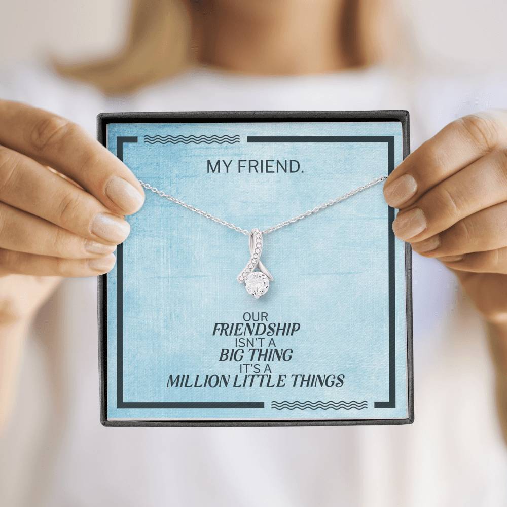 Personalized Gift To My Best Friend On Birthday Party Petite Ribbon With Rhinestone Pendent