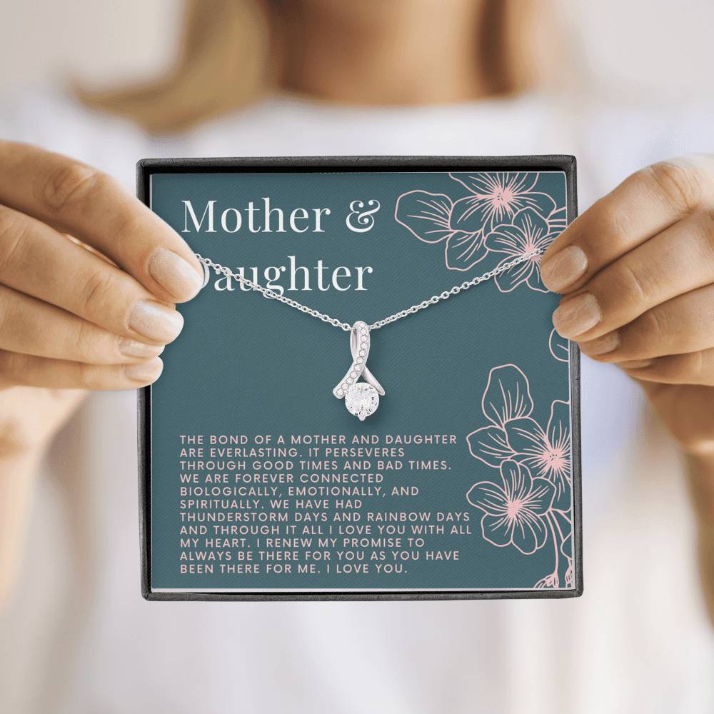 Necklace Daughter Mother Petite Ribbon Pendant On Birthday Mother's Day Daughter's Day Gift