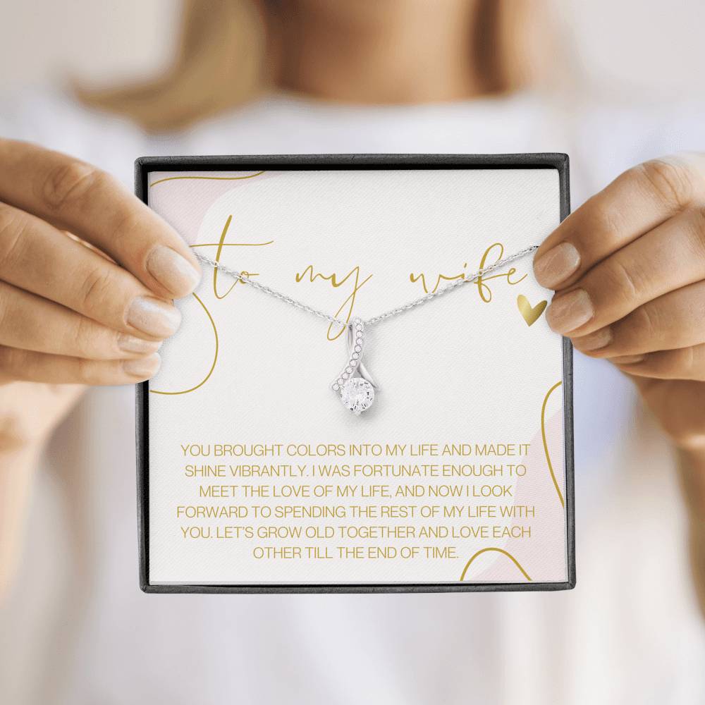 Gift Necklace for Wife, Anniversary Gift, Special Occasion Gift for Spouse, Christmas, Valentines Day, Personal Message Card for Wife