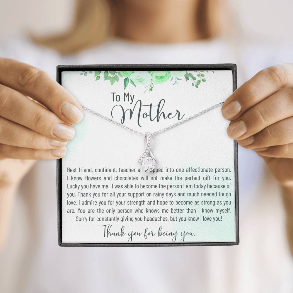 Mother's Day Necklace Gift To My Mom On Her Birthday Pendent Gift From Daughter Son With The Message Card