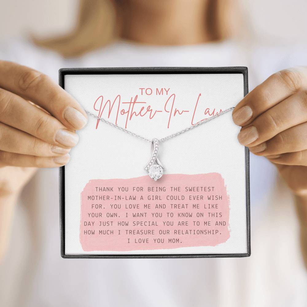 Mother's Day Necklace To My Groom's Mom Petite Ribbon Pendent From Bride Girlfriend On Her Birthday Gift