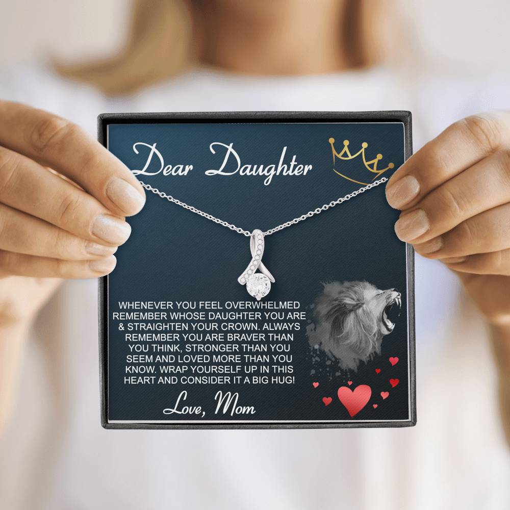 Personalized Gift Daughter Necklace for Mom Valentines Birthday Gift Silver Jewelry Alluring Beauty Necklace for Women with Message  Card