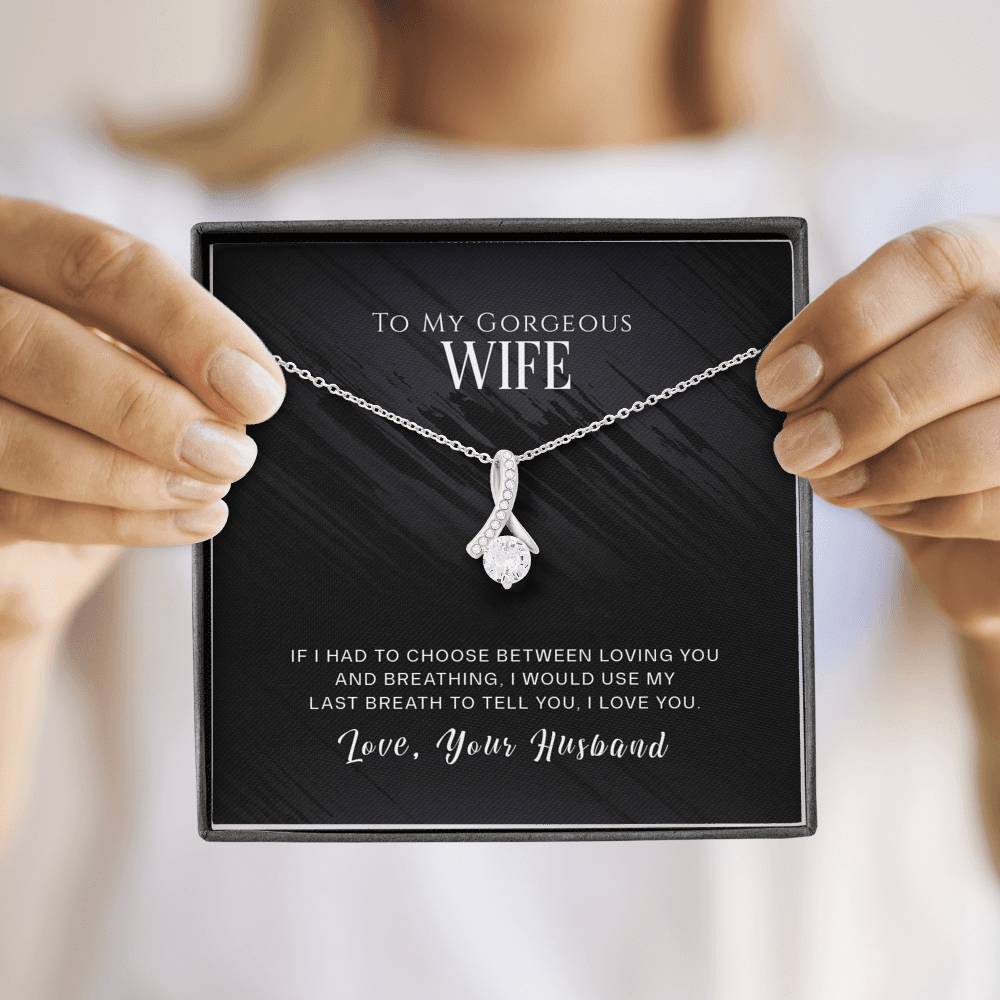Personalized To My Wife Necklace  for Her Birthday Valentines Anniversary Gift  To My Wife Hearts Necklace for Women with Message  Card