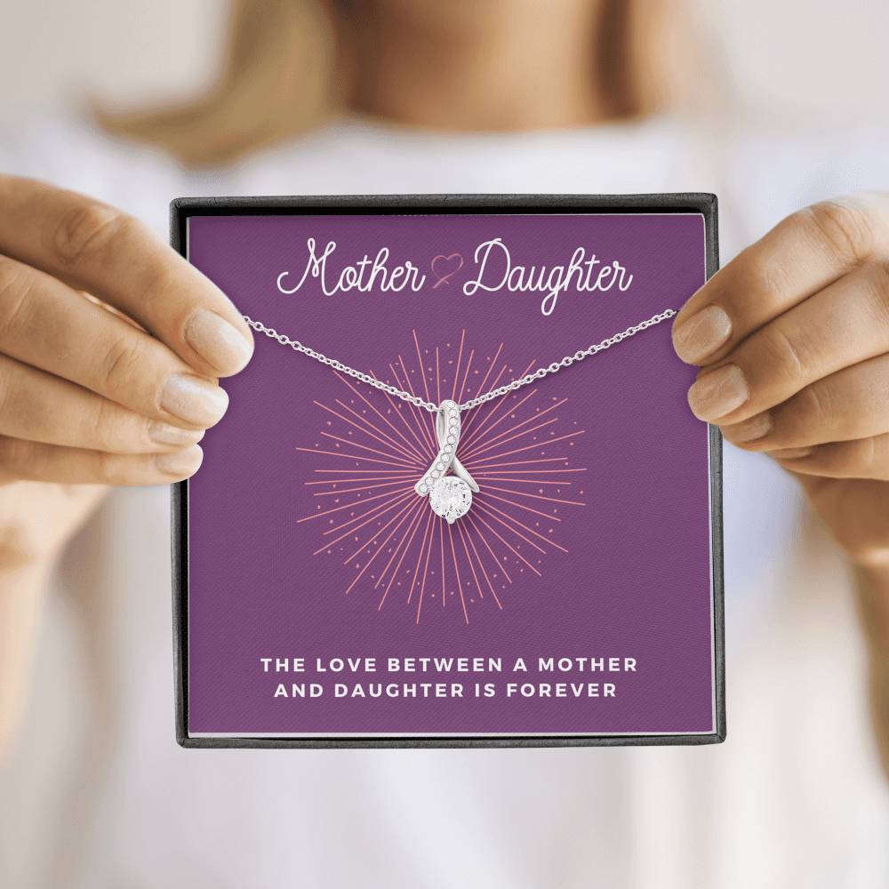 Personalized Necklace Gift Petite Ribbon Pendent For Mother Daughter On Birthday Mother's Day Daughter's Day Gift