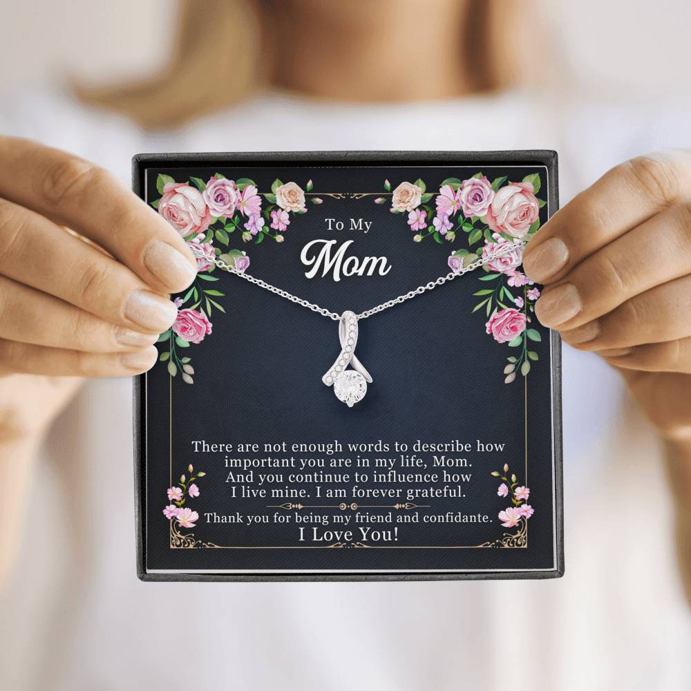 Personalized Gift To My Mom Necklace Birthday Valentines Gift to my mother Silver Jewelry Necklace for Women Message Card