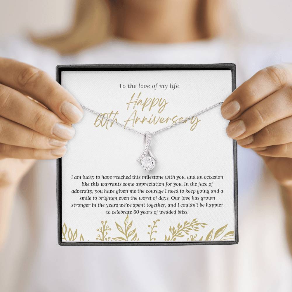 60th Wedding Anniversary Gift Necklace, Milestone Gift Box, Anniversary Jewelry for Wife
