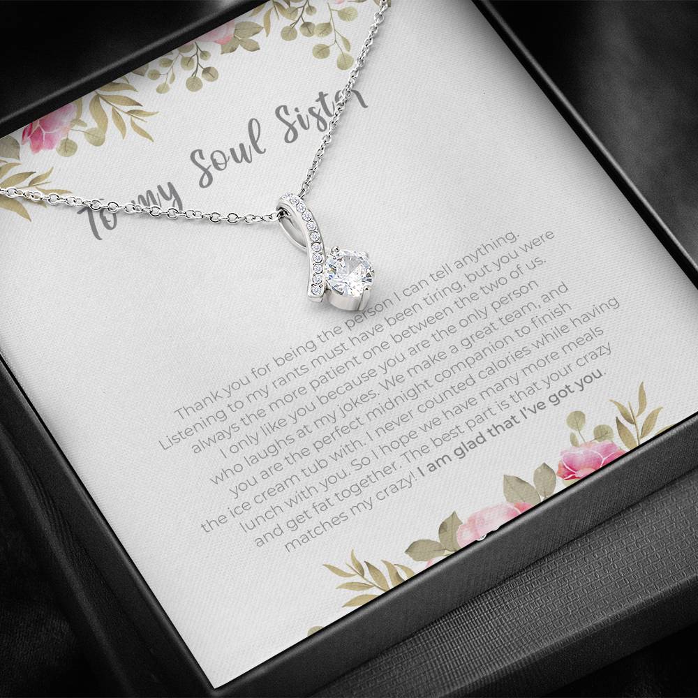 Personalized To my Soul Sister Necklace for Her Valentines Birthday Gift Alluring Beauty Necklace for Women with Message  Card