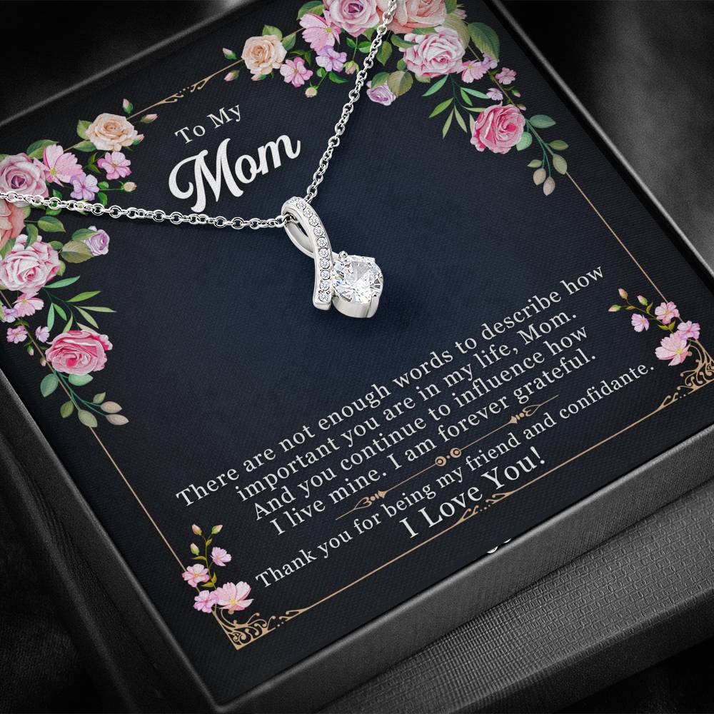 Personalized Gift To My Mom Necklace Birthday Valentines Gift to my mother Silver Jewelry Necklace for Women Message Card
