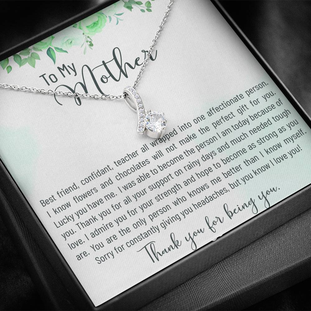Mother's Day Necklace Gift To My Mom On Her Birthday Pendent Gift From Daughter Son With The Message Card