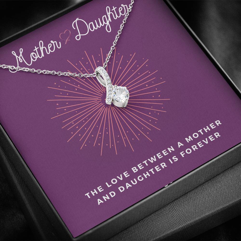 Personalized Necklace Gift Petite Ribbon Pendent For Mother Daughter On Birthday Mother's Day Daughter's Day Gift