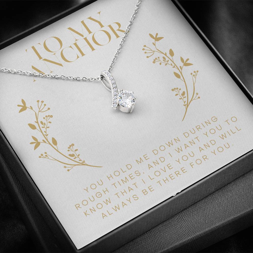 Mother's Day Necklace Gift For Mom Petite Ribbon Pendent From Daughter Son