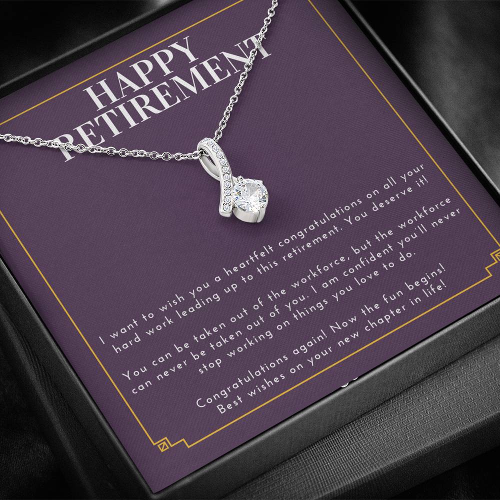 Personalized Necklace Gift For Women Petite Ribbon Pendent For Boss Colleague Employee On Retirement Ceremony