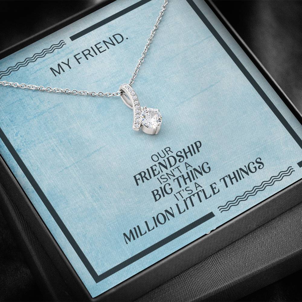 Personalized Gift To My Best Friend On Birthday Party Petite Ribbon With Rhinestone Pendent