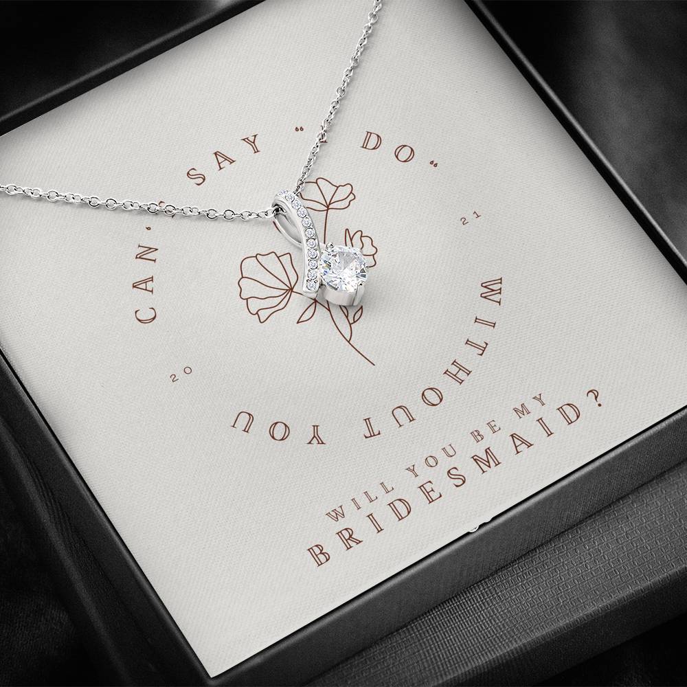 Necklace Gift For Bridesmaid Petite Ribbon Pendent From Bride On Her Initial Shower