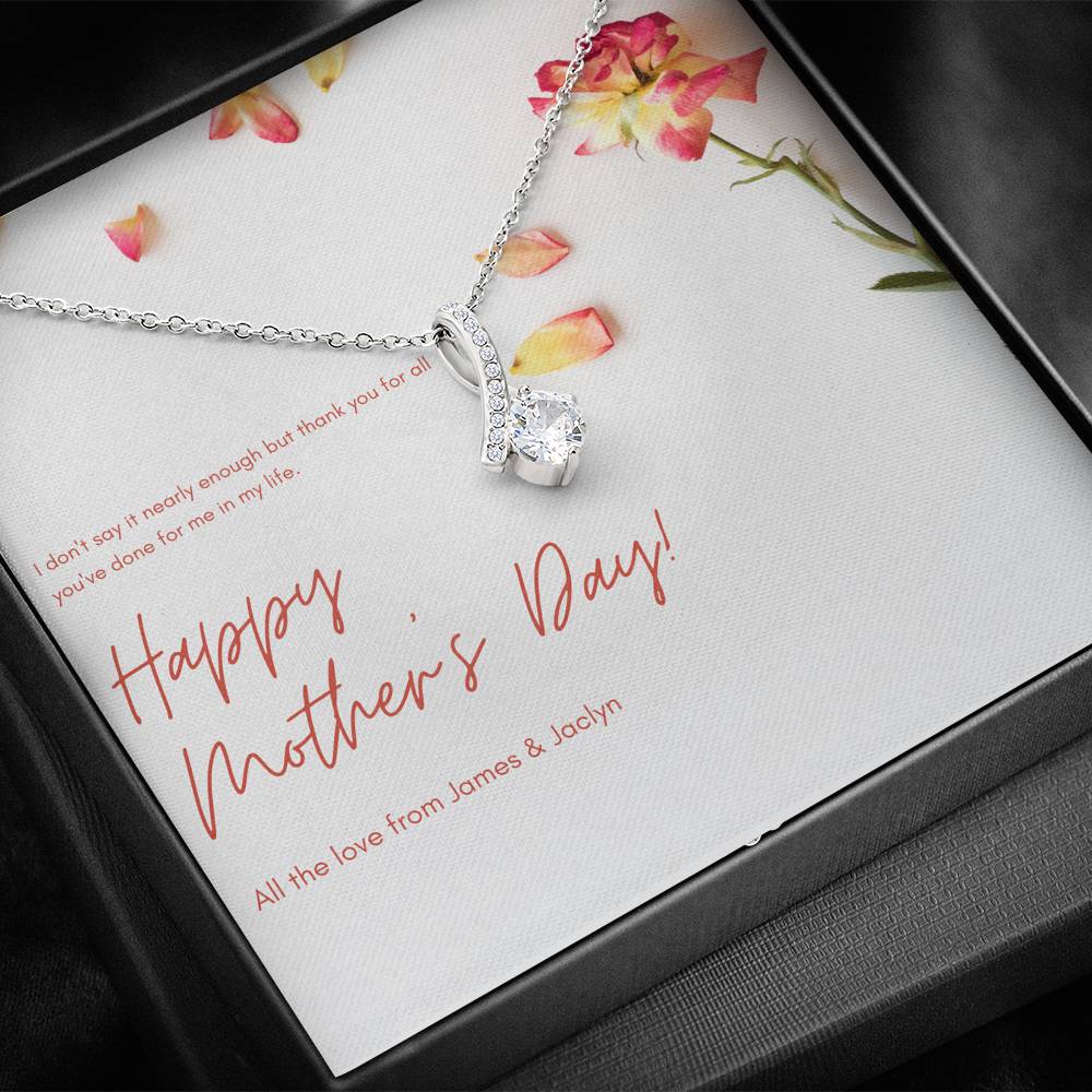 Personalized Gift Mom Necklace for Her Birthday Valentines Mother's Day Alluring Hearts Necklaces for Women with Message  Card