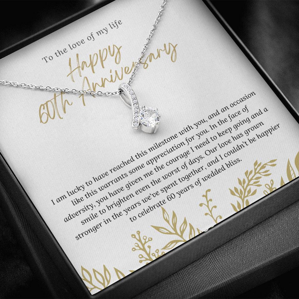 60th Wedding Anniversary Gift Necklace, Milestone Gift Box, Anniversary Jewelry for Wife