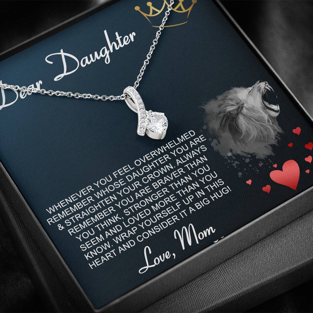 Personalized Gift Daughter Necklace for Mom Valentines Birthday Gift Silver Jewelry Alluring Beauty Necklace for Women with Message  Card