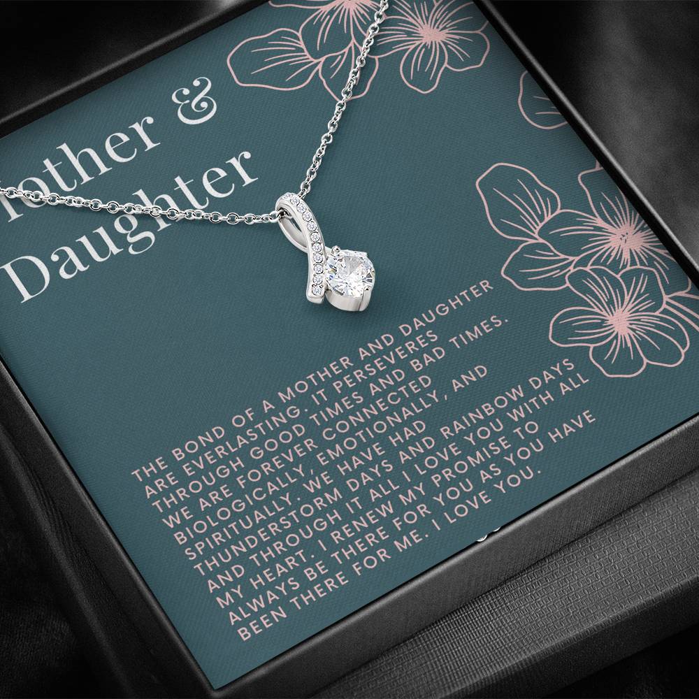 Necklace Daughter Mother Petite Ribbon Pendant On Birthday Mother's Day Daughter's Day Gift