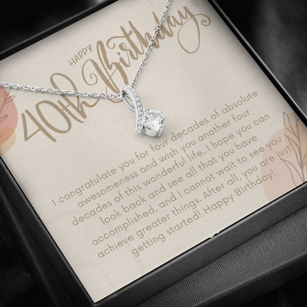40th Birthday Gift Necklace, Birthday Gift for Friend, Personalized 40th Birthday Card