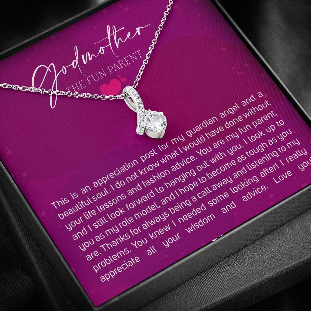 Best Gift for Godmother Necklace Silver Jewelry for Valentines Birthday Gift Alluring Beauty Hearts Necklace for Women with Message  Card