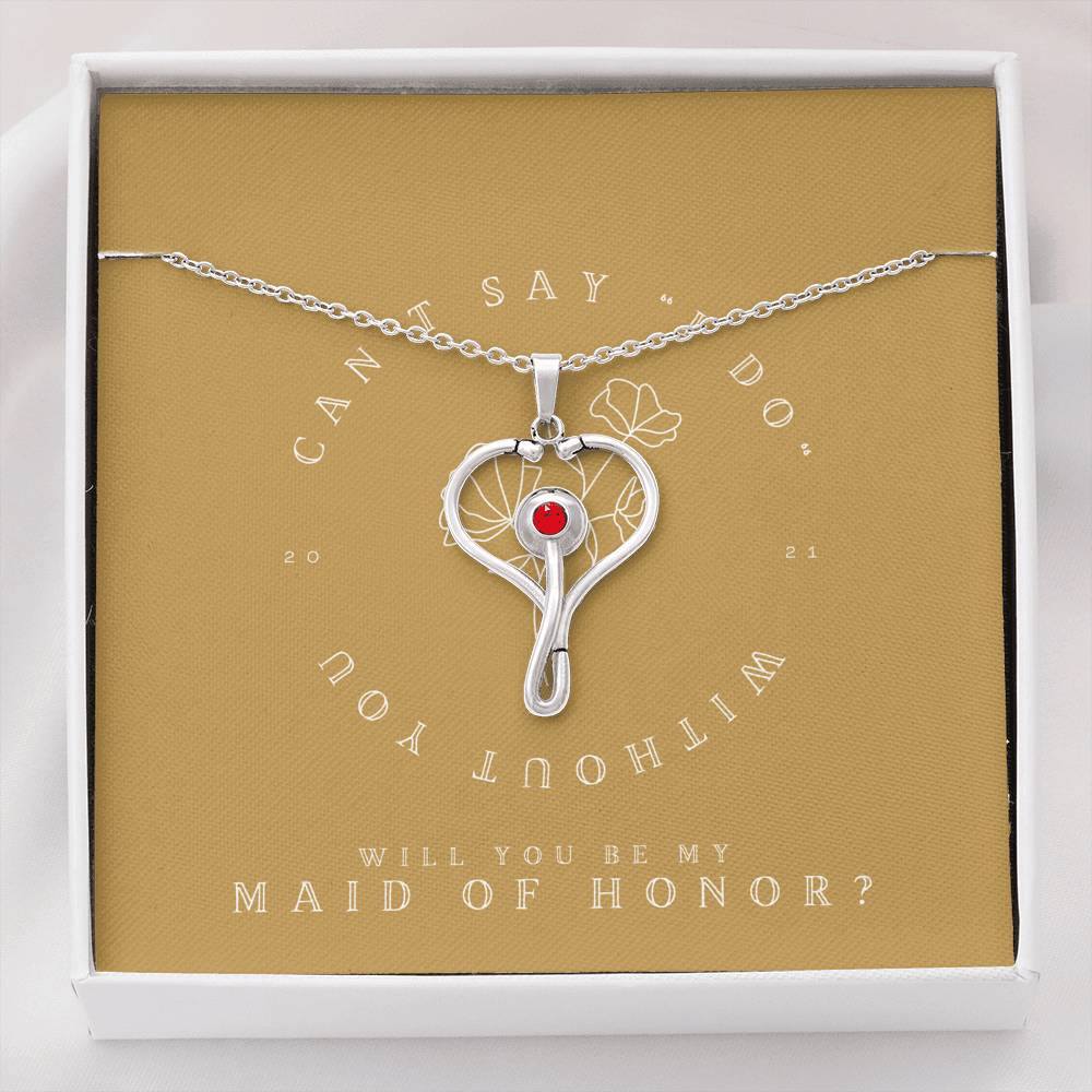 Necklace Gift For Women Heart Pendent To Be My Maid Of Honor On Bridal Shower Wedding Gift With The Message Card From Bride