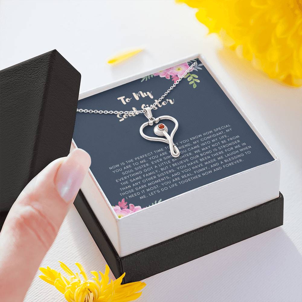Personalized Necklace Gift For Women To My Soul Sister Friend Cousin Gift With The Message Card On Wedding Birthday Graduation