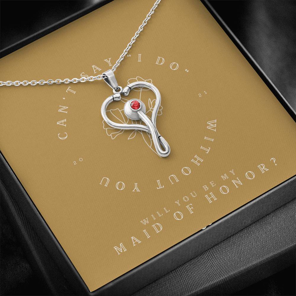 Necklace Gift For Women Heart Pendent To Be My Maid Of Honor On Bridal Shower Wedding Gift With The Message Card From Bride