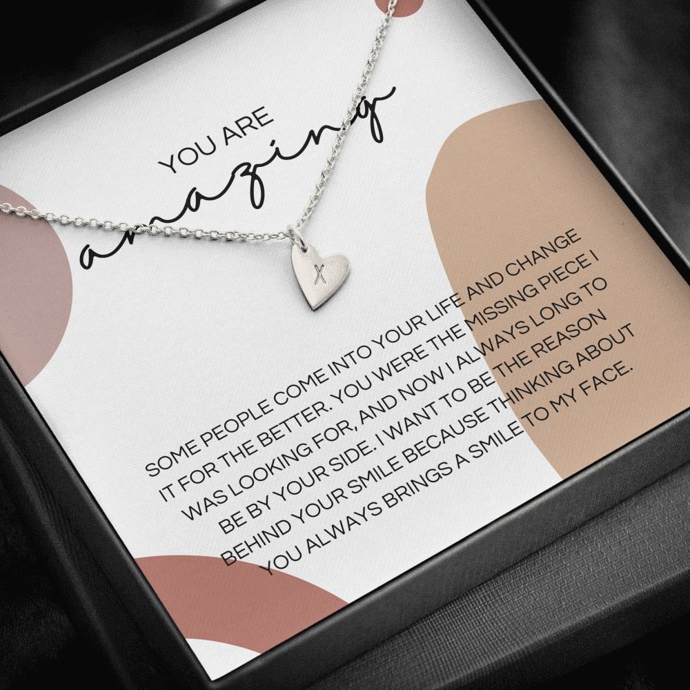 Girlfriend Gift Necklace, Dainty Heart Necklace for Girlfriend