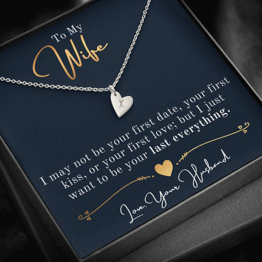 Personalize Initials Necklace, Hearts Necklace, Valentine Day Gift for Her, Pendant Necklace Wife, Gift for Girlfriend, Personalized Message Card