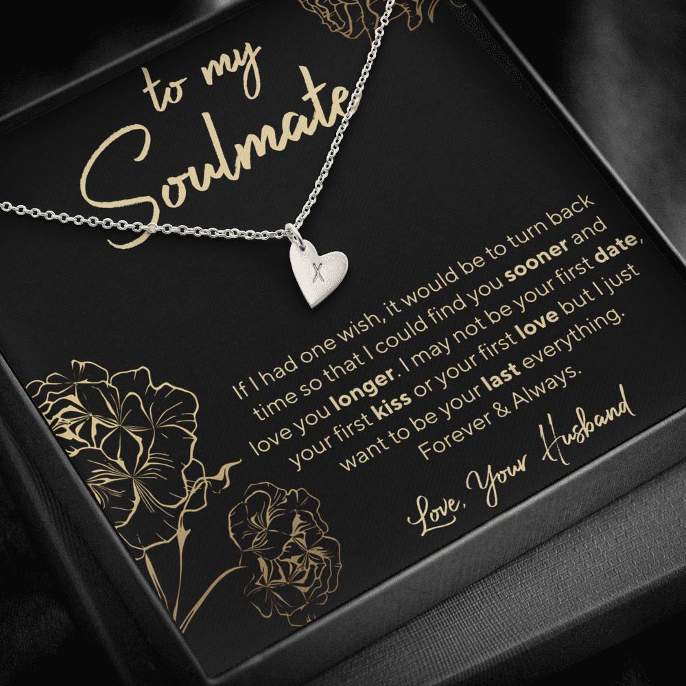 Personalized Necklace, Soulmate Necklace, Initials Necklace, Valentine Day Gift for Her, Pendant Necklace Wife, Gift for Girlfriend, Personalized Message Card