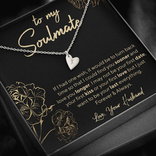 Personalized Necklace, Soulmate Necklace, Initials Necklace, Valentine Day Gift for Her, Pendant Necklace Wife, Gift for Girlfriend, Personalized Message Card