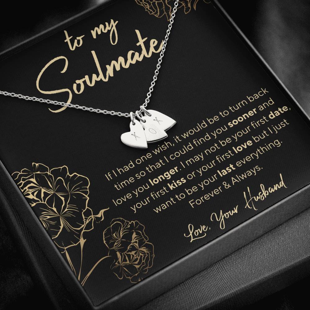 Personalized Necklace, Soulmate Necklace, Initials Necklace, Valentine Day Gift for Her, Pendant Necklace Wife, Gift for Girlfriend, Personalized Message Card