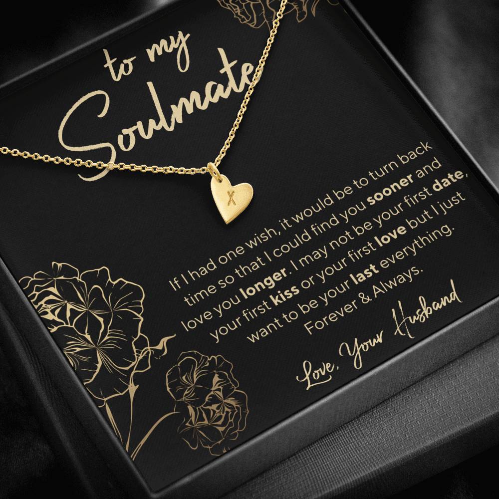 Personalized Necklace, Soulmate Necklace, Initials Necklace, Valentine Day Gift for Her, Pendant Necklace Wife, Gift for Girlfriend, Personalized Message Card