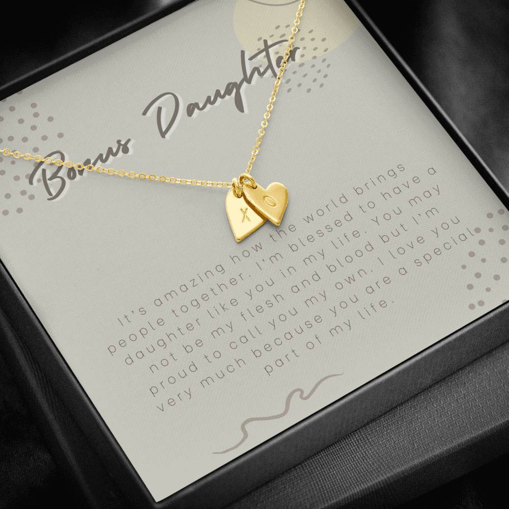 Gift for Bonus Daughter, Personalized Gift Necklace for Bonus Daughter, Heart Necklace for Stepdaughter, Adopted Daughter, Foster Daughter