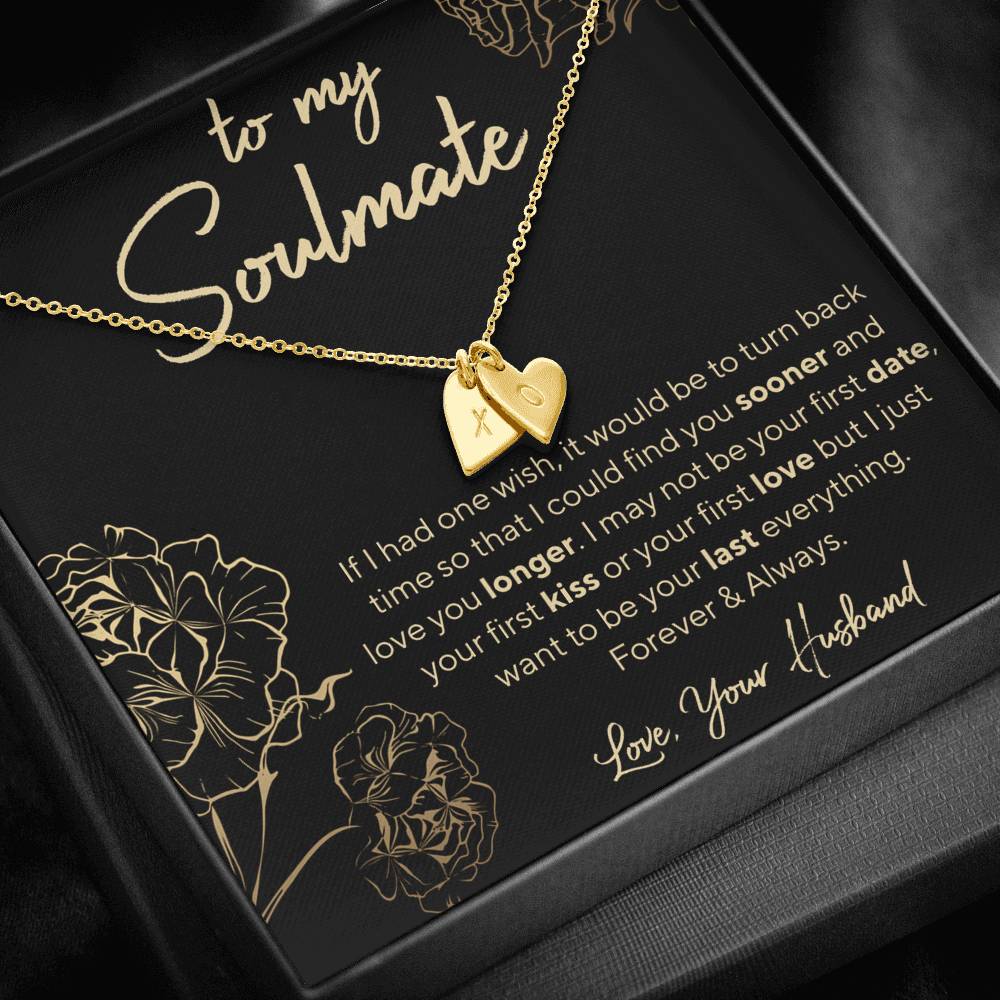 Personalized Necklace, Soulmate Necklace, Initials Necklace, Valentine Day Gift for Her, Pendant Necklace Wife, Gift for Girlfriend, Personalized Message Card