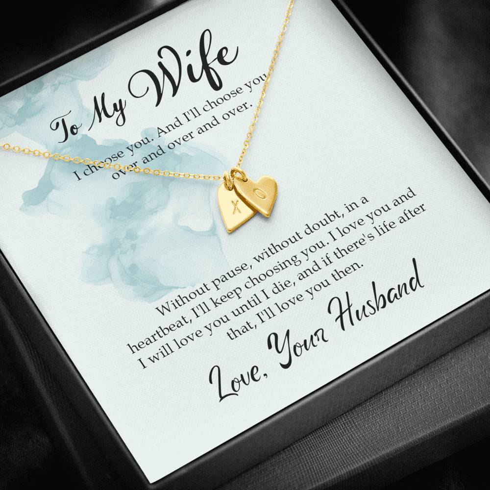 Valentines Gift Heart Necklace For Her Personalized for Wife From Husband Engagement Anniversary  Birthday For Women Personalized Custom Message Card
