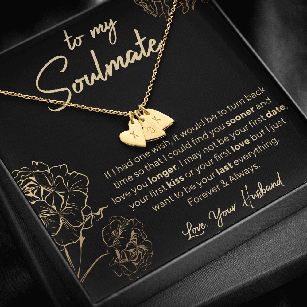 Personalized Necklace, Soulmate Necklace, Initials Necklace, Valentine Day Gift for Her, Pendant Necklace Wife, Gift for Girlfriend, Personalized Message Card