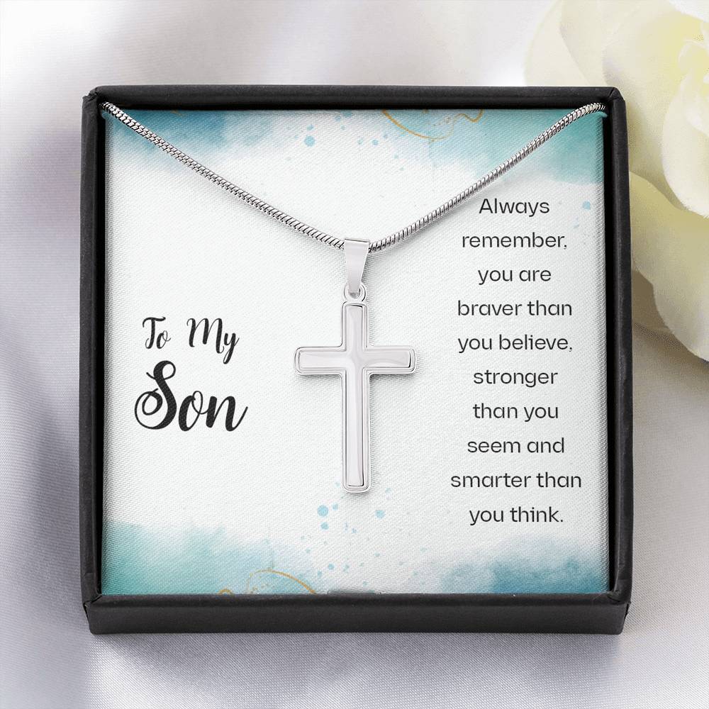 First Day Of School Gift For Son Cross Necklace 1st Day Of School Idea For Him Back To School Kid Boy High school Middle School Jewelry