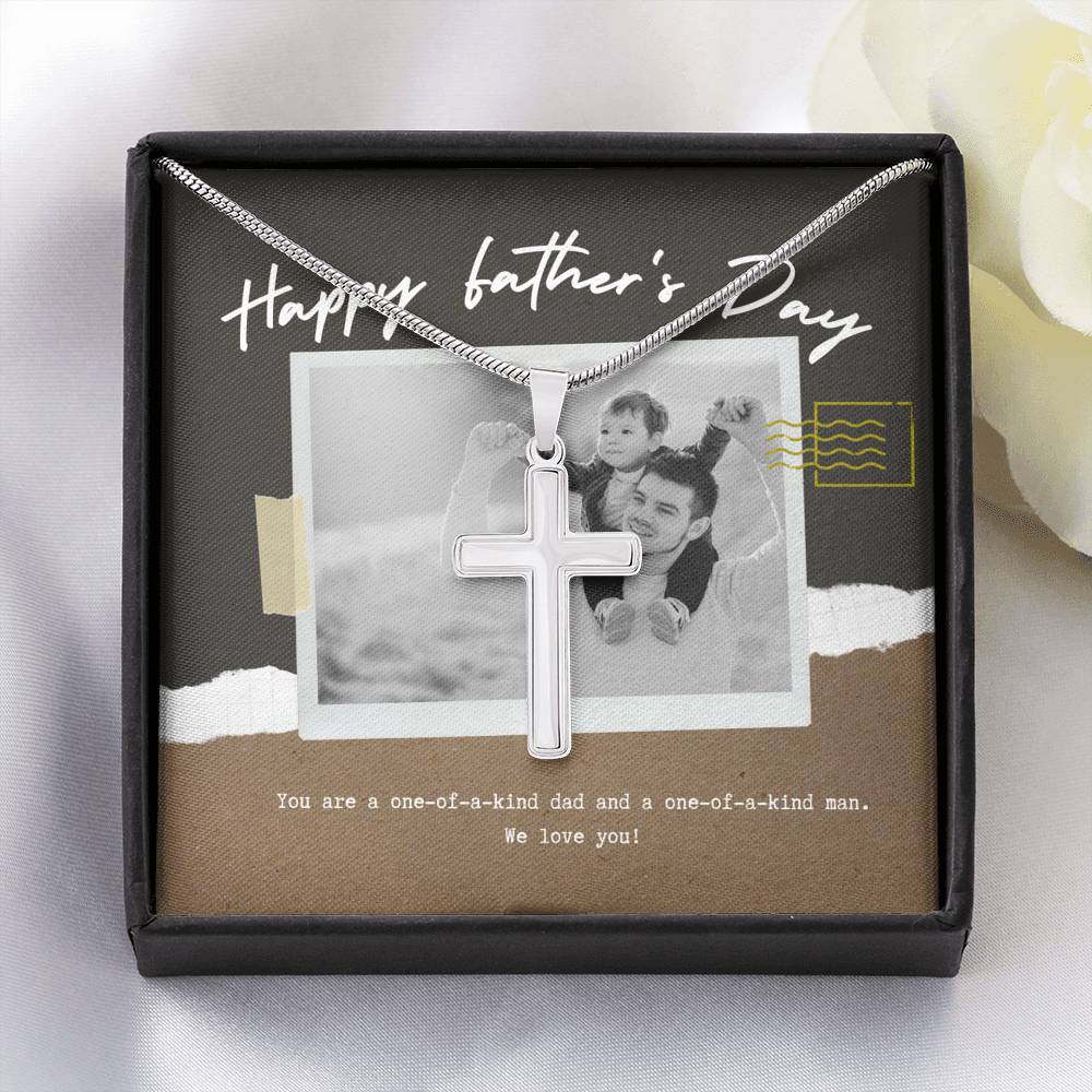 Personalized Gift for Dad, Father's Day Cross Gift Necklace, Gift from Siblings