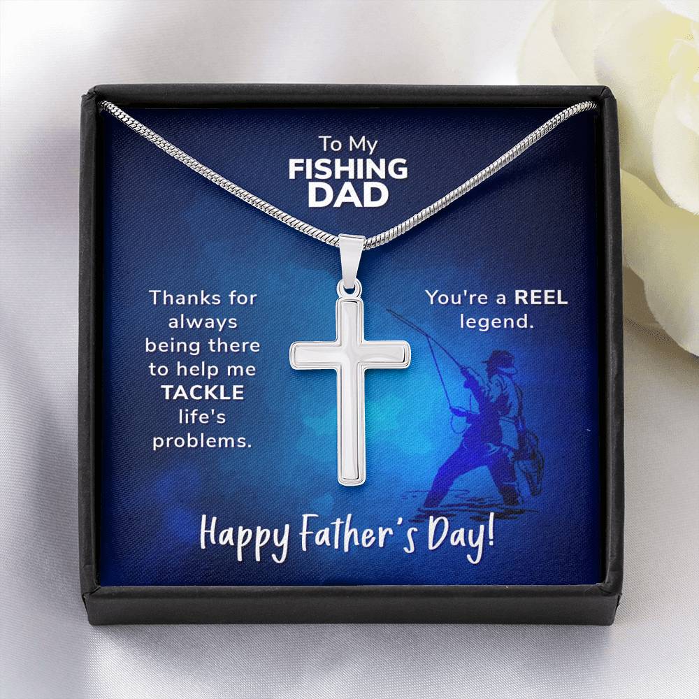 To My Fishing Dad. Thanks for always being there Cross Necklace Template