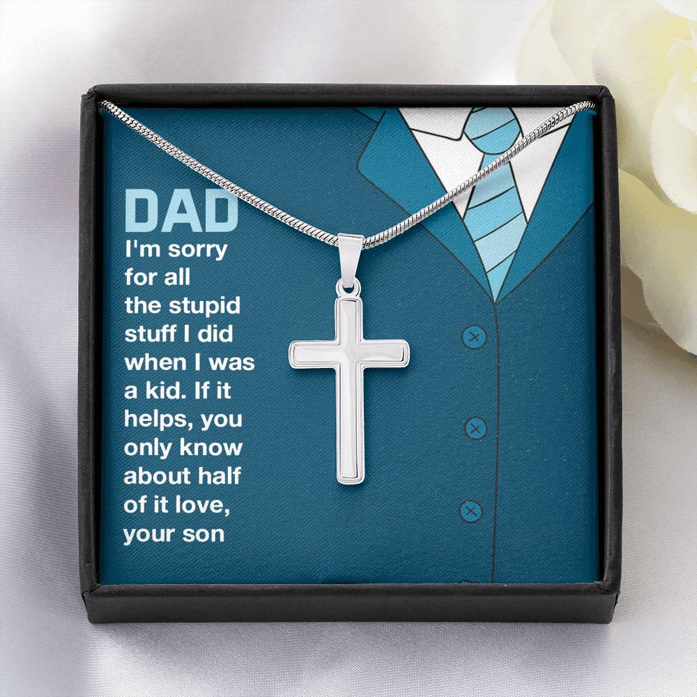 Father Necklace, Father's Day Gift, Artisan Cross Necklace, Husband Gift, Gift For Husband, First Father's Day, Gift For Him