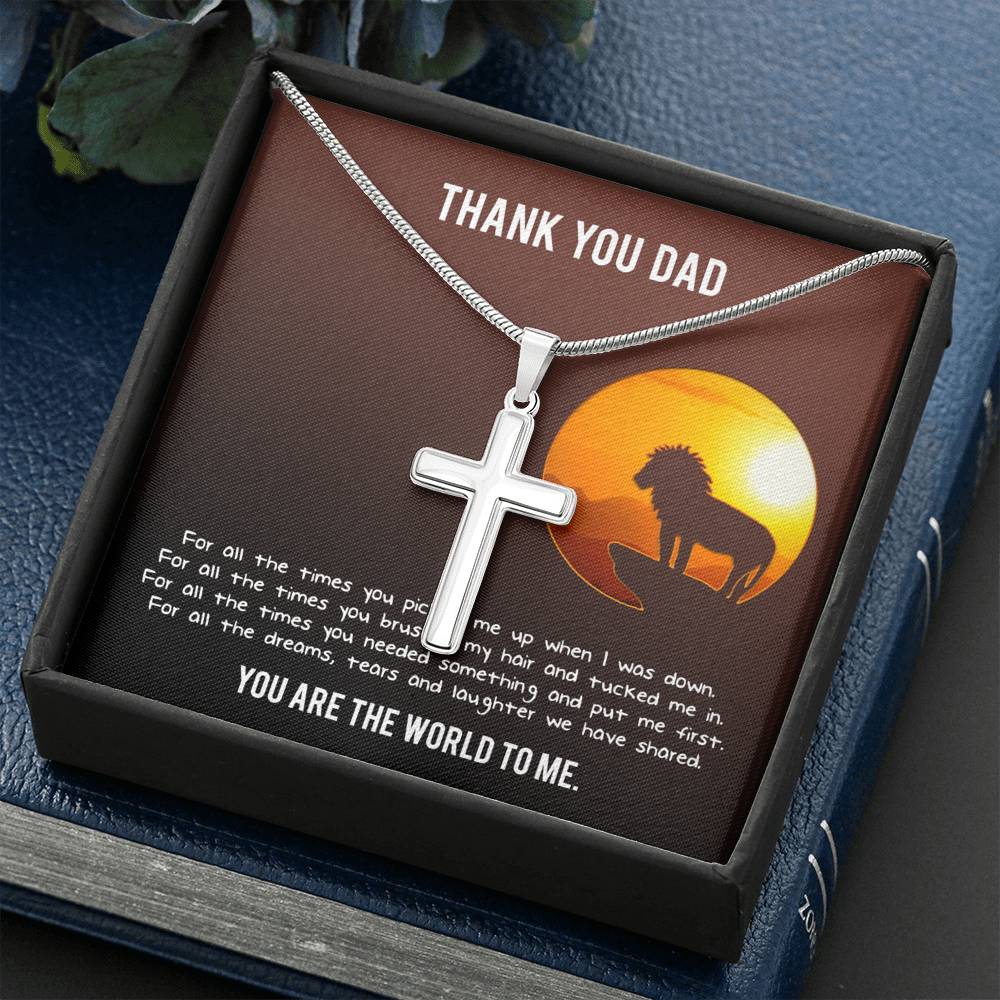 Gift for dad, engraved cross necklace, Father’s Day personalized Gift, Fathers Day Gift for Stepdad, Dad Cross Necklace.