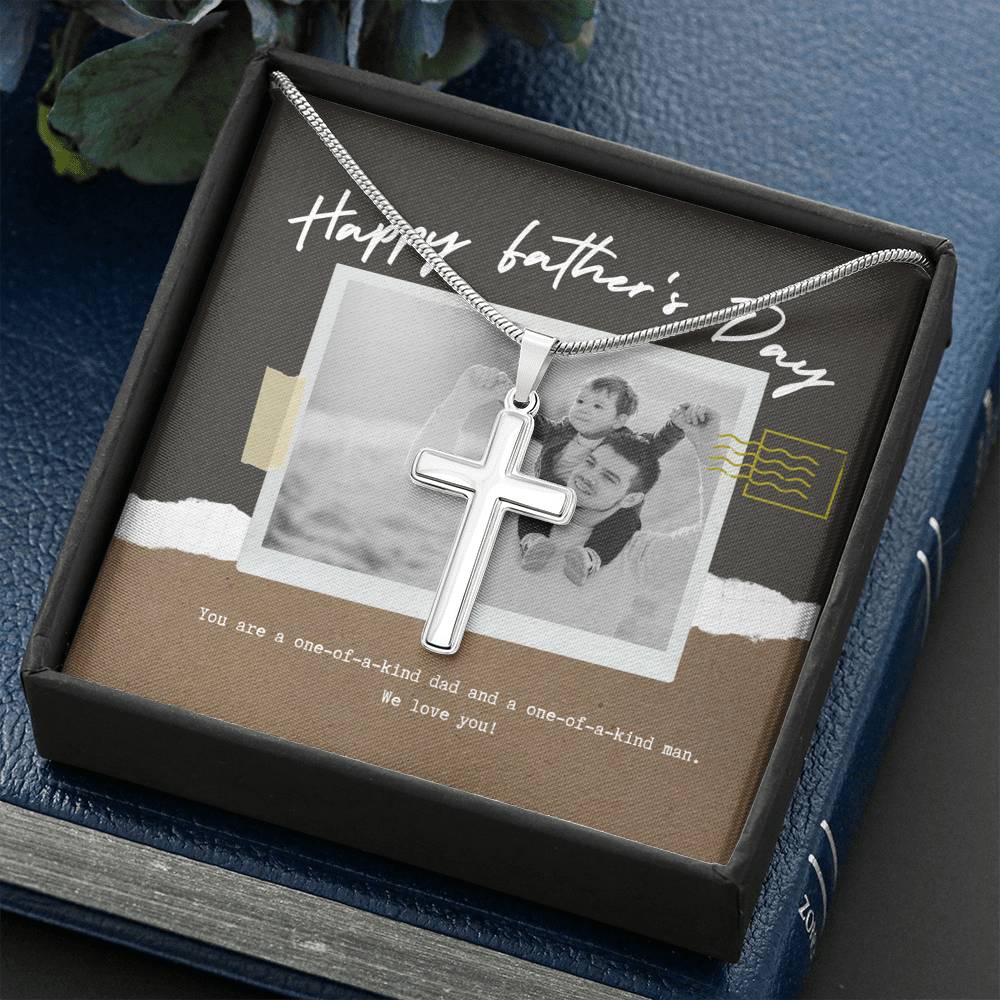 Personalized Gift for Dad, Father's Day Cross Gift Necklace, Gift from Siblings