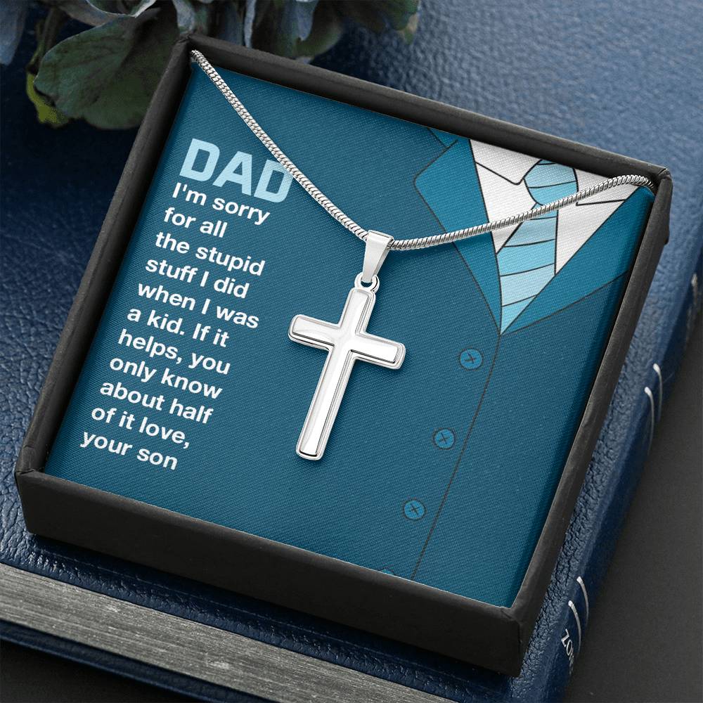 Father Necklace, Father's Day Gift, Artisan Cross Necklace, Husband Gift, Gift For Husband, First Father's Day, Gift For Him