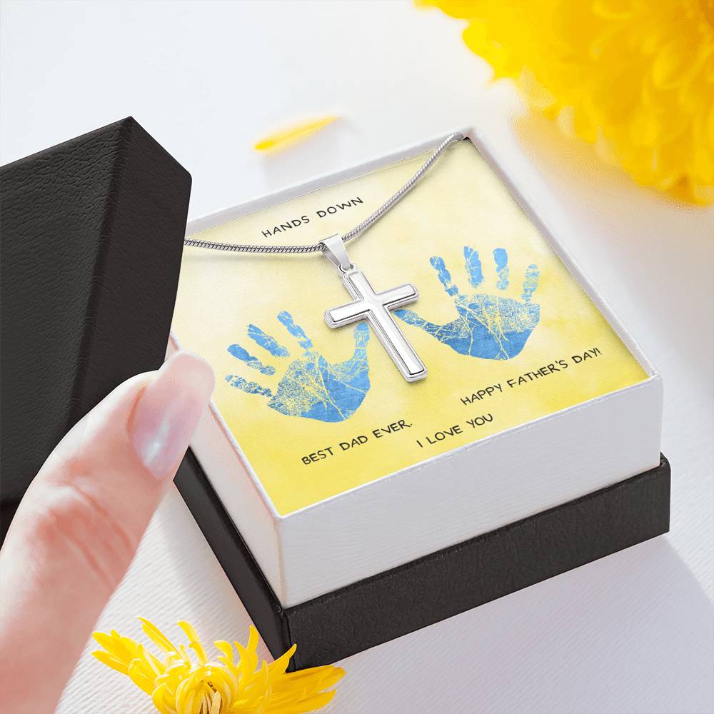 Father Daughter Gift, Father's Day Gift, Father Birthday Gift, Gift For Dad, Father Cross Necklace, Message Card For Dad, Christian Gift Dad